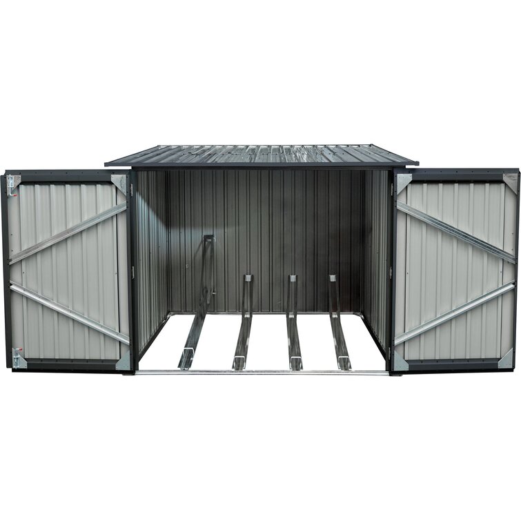 Metal horizontal hot sale bike shed